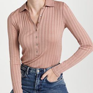 Vince Long Sleeve Polo Bodysuit - Size S New with Tags